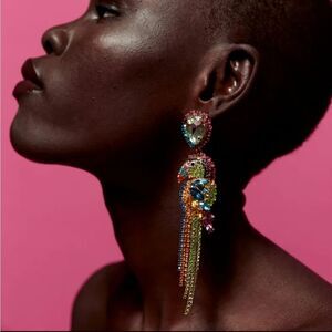 New ZARA Parrot Rhinestone Earrings